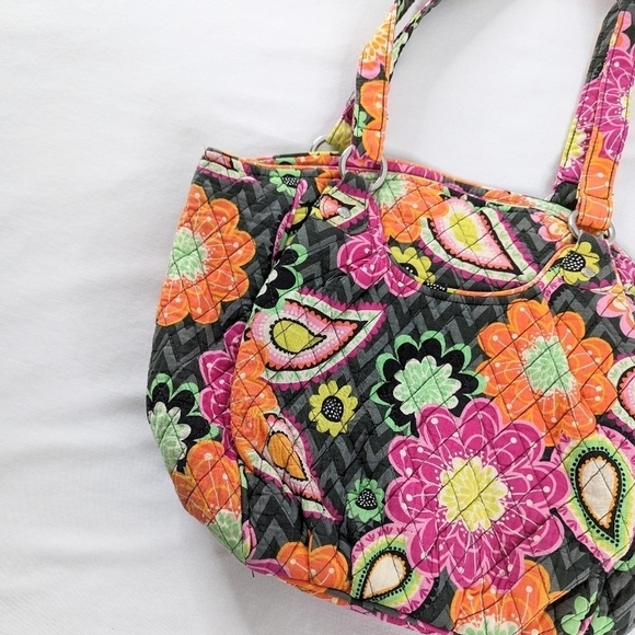 Vera Bradley Ziggy Zinnia Orange Pink Floral Shoulder Tote Bag - Picture 5 of 9
